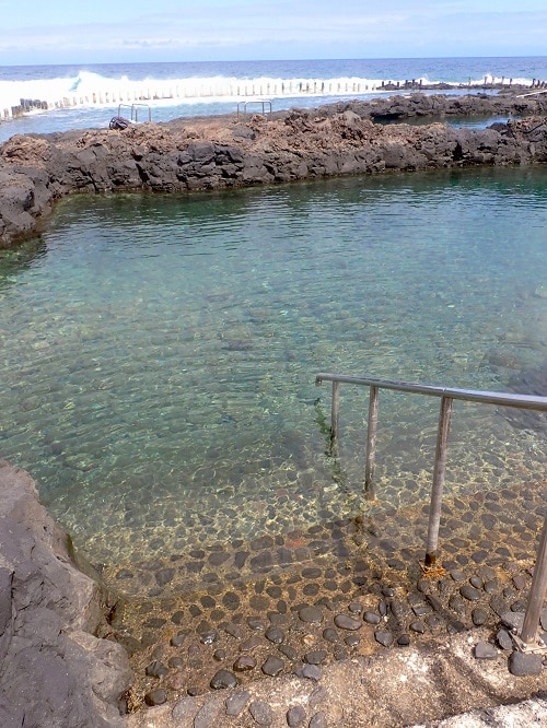 View from the steps of the natural swimming pools in Agaete, Gran Canaria.